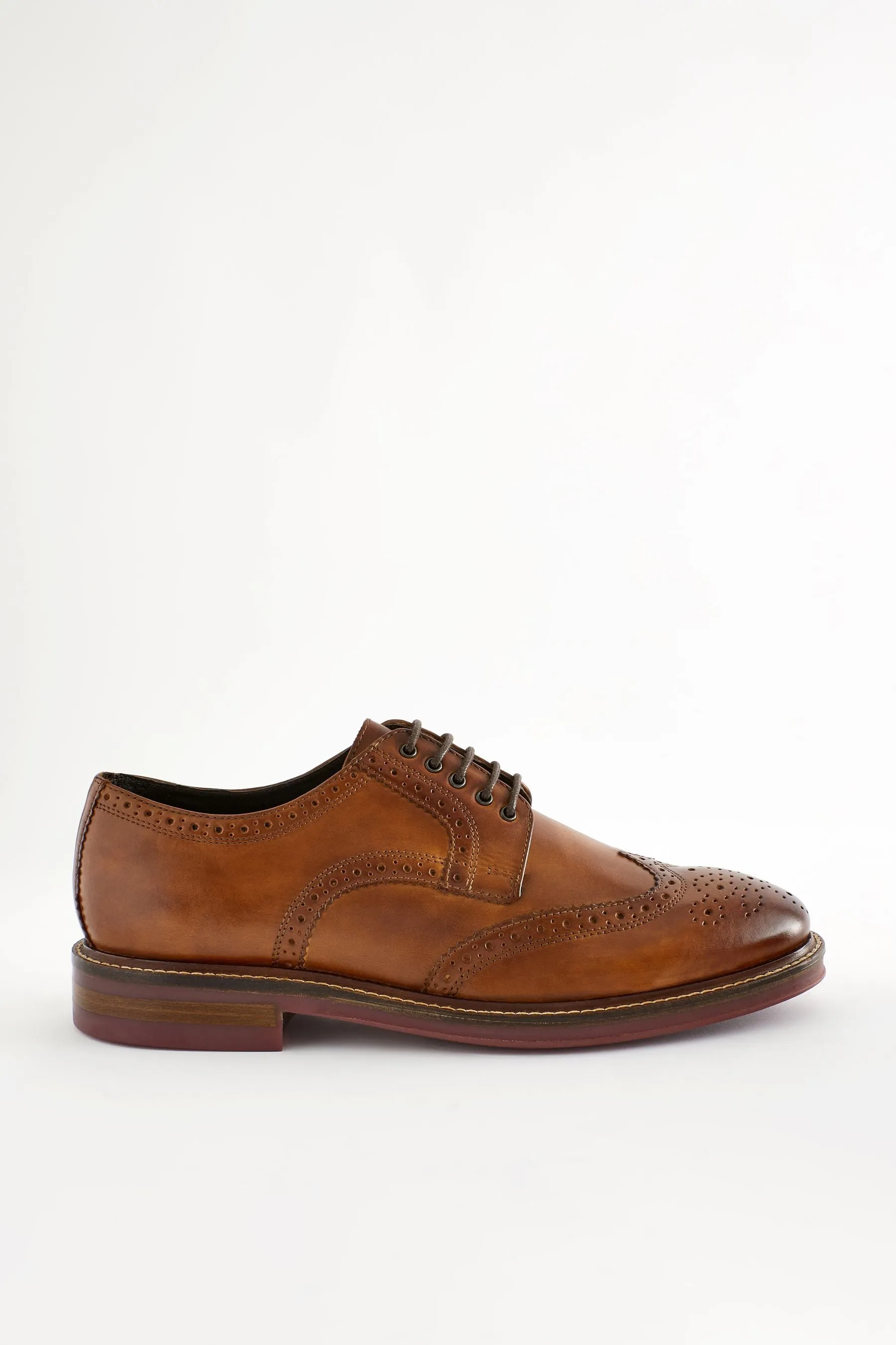 Marrone chiaro   - Scarpe brogue in pelle con suola a contrasto Scarpe
